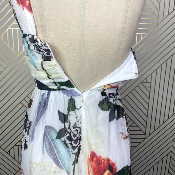 ASOS Floral One Shoulder Maxi Dress in White Size 2 - Picture 9 of 12